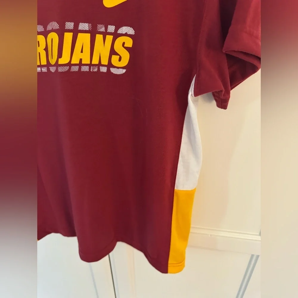 Nike Cardinal USC Trojans Team Side Panel Breathe Performance V-neck Tee